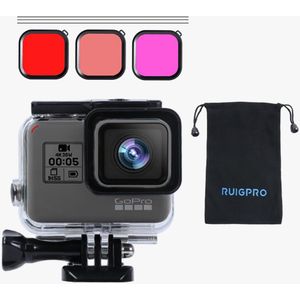 Voor Gopro Accessoires Set Go Pro Hero 7 6 5 Kit Eva Case Gehard Film Waterdichte Behuizing Rood Filter Frame Silicone protector