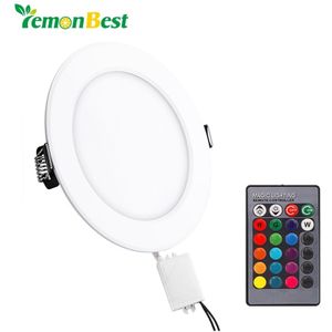 LemonBest 5/10 W Ronde RGB LED Panel Licht Verborgen Verzonken Plafondlamp met Afstandsbediening AC 85-265 V