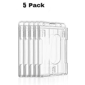 5 Pack Transparante Verticale (2-3 Kaarten) ID Badge Houder Case Hard Plastic Clear 2-Zijdig Zware Werknemer Credit Card Cover