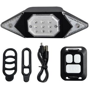 OWLZEN voor- en achterlicht met richtingaanwijzer voor fiets en scooter - accessoires en universele montage voor scooter inbegrepen, draadloze afstandsbediening, USB oplaadbare LED-lamp