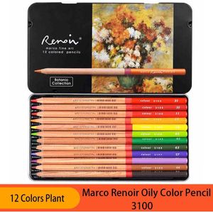 Marco Renoir Fine12/24/36/48/72/100/120 Kleuren Tekening Olie Basis Potlood Pro Vette kleur Potlood Tin Set Schilderen Voor Kid