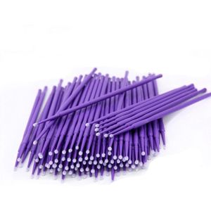 100Pcs Paars Wattenstaafje Micro Borstel Wegwerp Microbrush Wimper Extensions