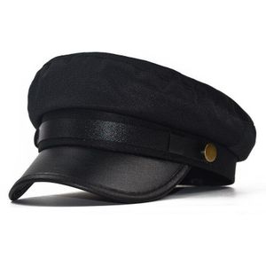 Baret Woord Pu Leer Platte Top Cap Katoen Wilde Ademend Eend Tong Achthoekige Cap Vrouwelijke Engeland Seizoenen Unisex