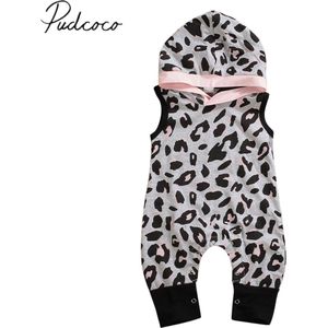 Baby Zomer Kleding Baby Baby Meisjes Mouwloze Luipaard Hooded Romper Mouwloze Jumpsuit Overall Kleding