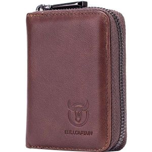 Bullcaptain Lederen Heren Portemonnee Kaart Pack Rits Card Case Houder Credit Card Bag Korte Portemonnee Bruin