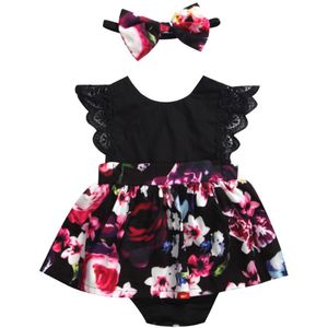 FOCUSNORM Pasgeboren Baby Baby Meisje Romper Tutu Jurk Hoofdband Bloemen Outfits Party Dress