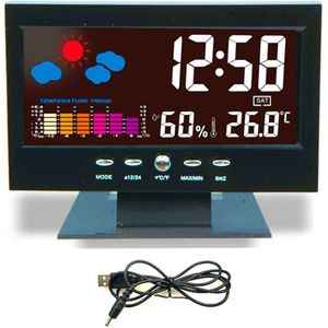 Grote Kleur Screen LCD Digitale Alarm Tafel Klok Desktop Weersverwachting Snooze Temperatuur Vochtigheid Backlight Wekker