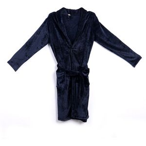 Mannen Lange Thuis Nachtkleding Robes Sjaalkraag Fleece Badjas Spa Gown Kimono Pyjama Zwart Blauw Grijs