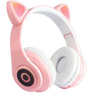 Carprie Koptelefoon Draadloze Hoofdtelefoon Led Kat Ear Bluetooth Hoofdtelefoon V5.0 Jongeren Kids Gaming Headsets Met Microfoon ????????