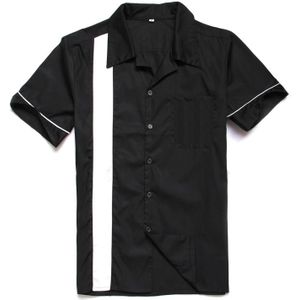 Mens Zwart Wit Shirts Korte Mouw Plus Size Hiphop Punk Stijl Casual Shirts Mannen Effen Brede Streep Streetwear