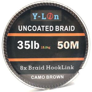 Karper Vislijn Zachte Haak Link 50 M 8 Stand Camouflage Karper Hooklink Ongecoat Gevlochten Lijn Voor Hair Rig 25 35LB Rigging Lijn