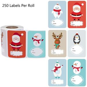 250Pcs 6 Ontwerpen Lijm Kerstcadeau Naam Tags Xmas Stickers Aanwezig Seal Labels Kerst Decals Pakket Decor