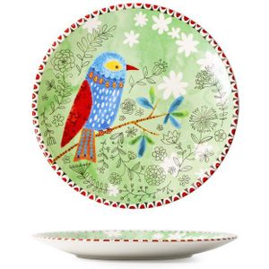 Creatieve Keramische Servies Little Bird Bloemen Japanse Stijl Glazuur Ronde Plaat Restaurant Thuis Keramische Fruitschaal