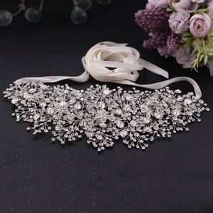 Trixy SH240 Trouwjurk Accessoires Zilveren Strass Riemen Voor Vrouwen Bloemen Sash Bridal Dress Accessoires Voor Avondjurk