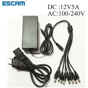 Dc 12V 5A Voeding Adapter + 8 Split Power Cable Voor Cctv Security Camera Dvr Analoge Ahd Tvi cvi Camera Dvr Systemen