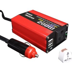 200W Auto Power Inverter Dc 12V Naar Ac 220V Converter Dual Usb Oplader Adapter Auto Power Booster-Rood