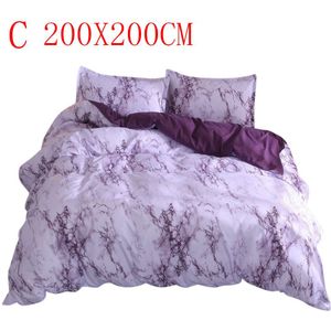 3 Stks/set Polyester Drie Stuk Beddengoed Eenvoudige Paarse Marmer Beddengoed Dekbed Set 1 Dekbedovertrek Twin King Size Met 2 Kussensloop