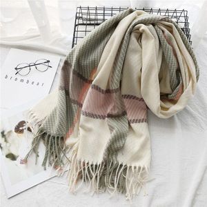 Winter Sjaal Voor Vrouwen Sjaals Wrap Mode Plaid Warme Dikke Kasjmier Sjaals Lady Pashmina Vrouwelijke Bandana