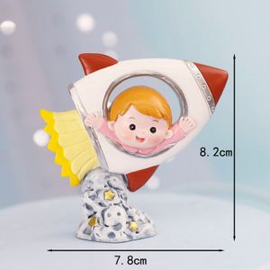 Rocket Astronaut Maan Gelukkige Verjaardag Brief Decoratie Cake Topper Dessert Voor Kinderen Dag Jongen Meisje Mooie