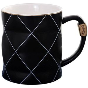 Nordic Golden Zwart en Wit Raster Geometrie Keramische Koffie Mok Porselein Sap Drinkbeker Koffie Melk Thee Cup