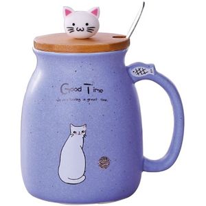 leuke kat Mok cup hittebestendig cartoon taza met deksel kitten koffie keramische mokken kinderen cup kantoor Drinkware