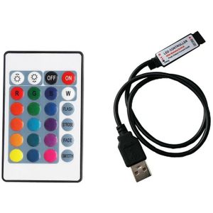 24 toetsen RGB Controller DC 5V USB LED Strip Mini RF Afstandsbediening Voor RGB 5050 3528 5630 SMD ledstrip Licht JQ