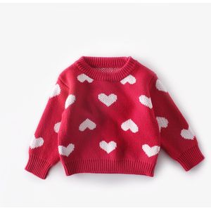 Baby & Kinderkleding Baby Meisje Koreaanse Gebreide Trui Herfst En Winter Mode Hart Patroon Trui Truien