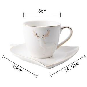 160 Ml Luxe Keramische Thee Koffie Kopjes En Schotels Met Gold Inlay Vogel En Herten Keramische Kopjes En Lade