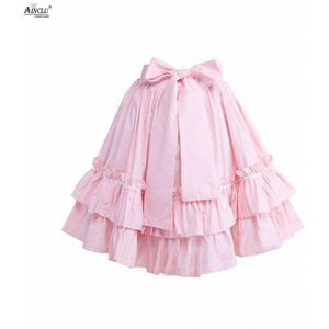 Ainclu Xs Tot Xxl Cemavin Womens Meisjes Katoen Ruches Boog Roze Zoete Casual Taart Kant Lolita rok