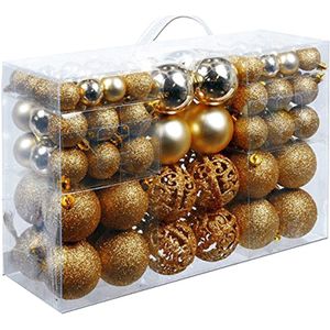 100 Stks/doos Kerst Bal Box Set Beschikbaar Lichtgewicht Kerstboom Ornament Decoraties Goud