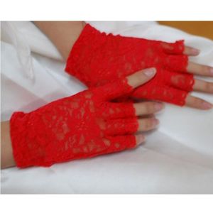 1920s 30s Cosplay Kostuums Bruiloft Sunblock Vingerloze Bruids Kanten Handschoenen Korte Bloemen Handschoenen voor Vrouwen