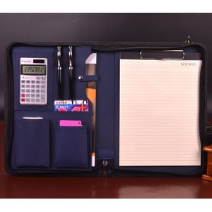 Multifunctionele Professionele Business Geritst Padfolio Map Document tas Organisator PU Lederen A4 Portfolio Notepad rekenmachine