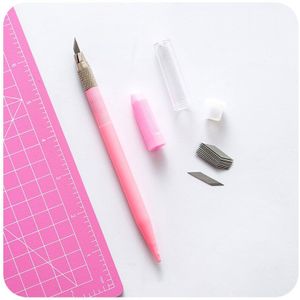 DUGUO leuke briefpapier en papier tape snijden mat silhouet a4 PVC snijden mat snoep kleur blade pen 18mm cutter met 12 bladen