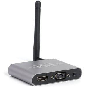 X6W Plus 4K Draadloze Weergave Ontvanger 2.4Ghz &amp; 5Ghz Dual-Frequentie Draadloze Dongle Met Externe Antenne vga Audio Poorten Grijs