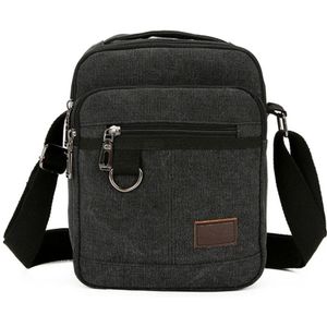 Mannen Casual Effen Kleur Schoudertas Canvas Zip Crossbody Tas Versierd Met Zwarte Metalen Gesp