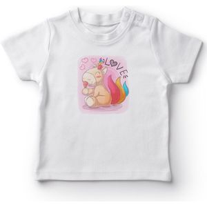 Angemiel Baby Ijs Zeven Kleurrijke-Tailed Eenhoorn Meisje Baby T-shirt Wit