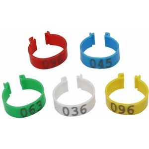 100 Pcs Binnendiameter 2.5cm NO.001-100 Gevogelte Digitale Clip Ring Kippen Eend Ganzen Volwassen Turkije 5 Kleuren Gevogelte Voet ring