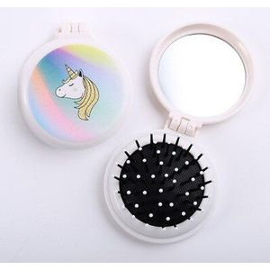 1Pc Eenhoorn Make Kam Hair Brush Styling Tool Draagbare Mini Vouwen Kam Airbag Massage Ronde Reizen Haar Borstel met spiegel