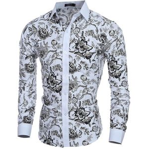 Mannen Bloem Shirt Lange Mouw 3D Printing Blouse Casual Slim Fit Hawaiian Shirts Camisa Masculina Chemise Homme Shirt Mannen ONS size