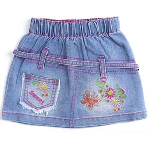 2-6 jaar Tiener Meisjes Vlinder Bloemen borduren Strass Kinderen Denim mini Rokken MH2364