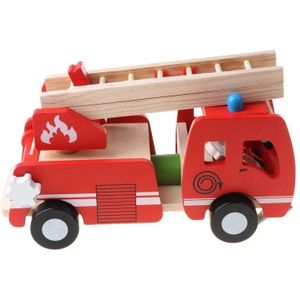 Houten Brandweerwagen Met Firefighter Spelen Figuur Kleurrijke Speeltoestel Voor Kids Kinderen Pretend Spelen Speelgoed