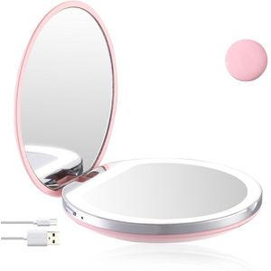 3X Vergrootglas Opvouwbare Led Licht Mini Make-Up Spiegel Compact Pocket Gezicht Lip Cosmetische Spiegel Reizen Draagbare Licht Make-Up Spiegel