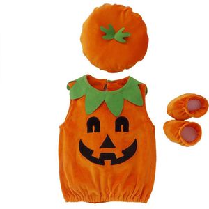 3 Stks/set Halloween Kostuum Pak Corduroy Pompoen Jumpsuit Hoed Sokken Voor Baby Jongen Meisje