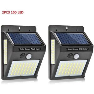 100 Led Solar Light Tuin Solar Lamp Pir Motion Sensor Solar Powered Motion Waterdicht Voor Outdoor Wall Street Decoratie