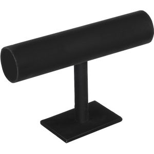 Zwart Fluwelen/Lederen T Bar Rack Organizer Hard Stand Houder Voor Armband Ketting Horloge Mode Sieraden Display & 7