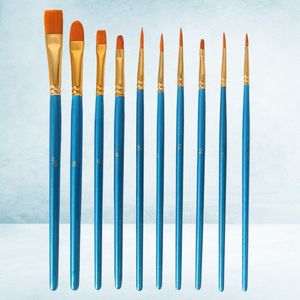 20Pcs Kids Penselen Nylon Borstels Art Platte Kop Pennen Schilderen Tool Voor Aquarel Olieverf (Blauw)