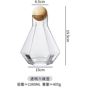 1380 Ml Glas Koude Ketel Met Houten Ball Stopper Transparante Water Fles Thuis Woonkamer Sap Pot Hoge Capaciteit Container
