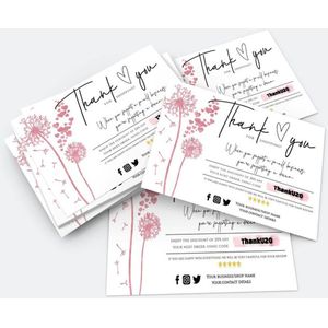 Personaliseer Rosegoud Paardebloem Dank U Voor Uw Bestelling Insteekkaart, Rose Gouden Business Pakket Insteekkaart