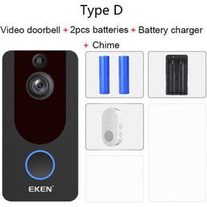 Eken V7 Hd 1080P Slimme Draadloze Wifi Video Deurbel Camera Video Intercom Nachtzicht Pir Deurbel Draadloze Bewakingscamera