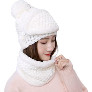 Dames Dames Winter Beanie Hat + Sjaal Warm Knit Dikke Fleece Gevoerde Ski Cap